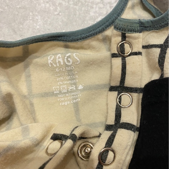 Rags to Raches || Tank Romper Windowpane Check Ivory 6-12M - Picture 3 of 4